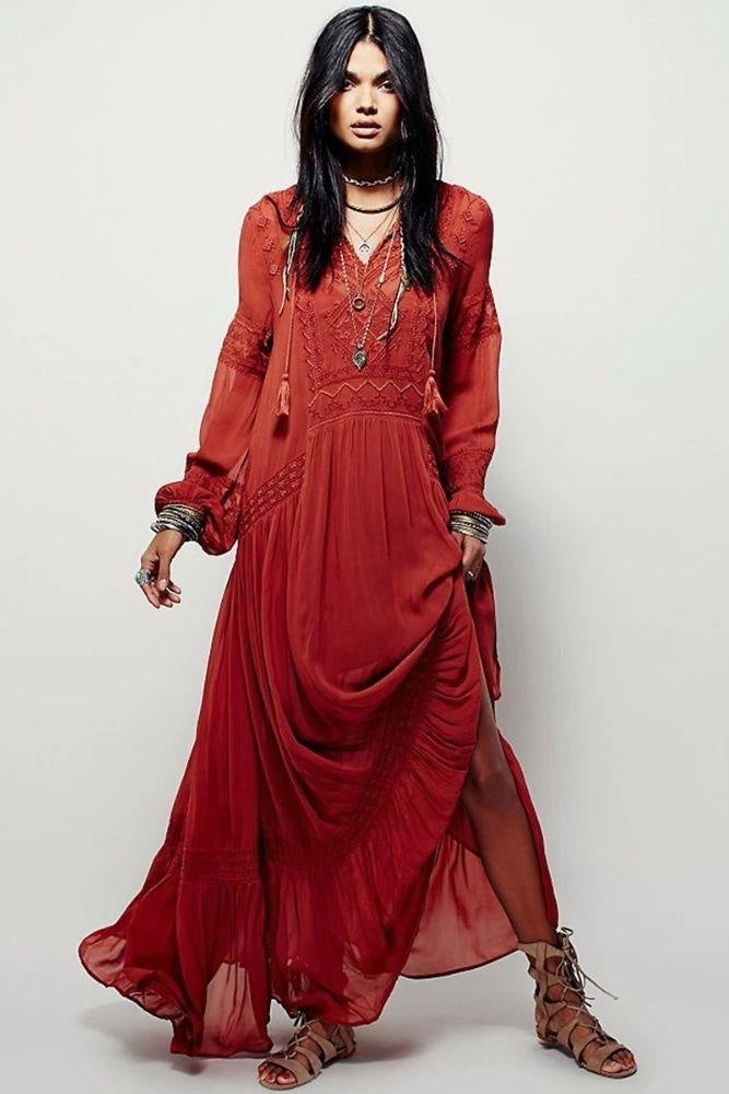 Long Sleeve Boho Maxi Dress | Boho Vibe